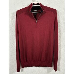 Express Sweater‎ Mens XL Maroon Merino Wool Blend Quarter Zip Pullover Knit